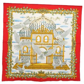 Hermès HERMES CARRE 90 ENVOL Cachecol Seda Vermelho Auth ac2342 Vermelho