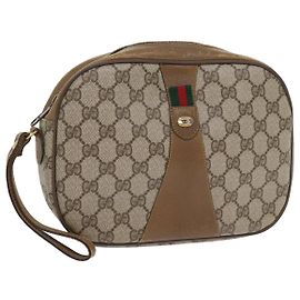 Pochette GUCCI GG Supreme Web Sherry Line Beige Rouge 89 01 034 Auth bs9231 Rouge Beige