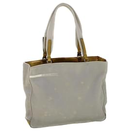 Prada-PRADA Hand Bag Nylon Enamel Gray Gold Auth 58105-Golden,Grey