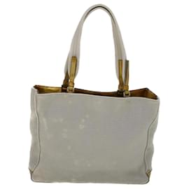 Prada-PRADA Hand Bag Nylon Enamel Gray Gold Auth 58105-Golden,Grey
