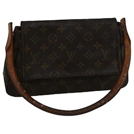 Louis Vuitton-LOUIS VUITTON Monogram Mini Looping Schultertasche M51147 LV Auth 56940-Monogramm