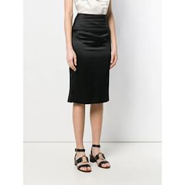 Chanel-Chanel Black Silk Midi Skirt-Black