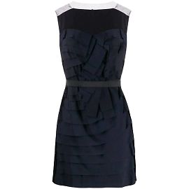 Lanvin Dark Blue Silk Dress Blue Dark red