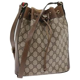 Gucci-GUCCI GG Canvas Web Sherry Line Shoulder Bag PVC Leather Beige Green Auth 56564-Red,Beige,Green