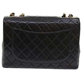 Chanel-CHANEL Big Matelasse Chain Shoulder Bag Leather Black CC Auth fm2835-Black