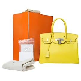 Hermès-HERMES BIRKIN Tasche 30 aus gelbem Leder - 101563-Gelb