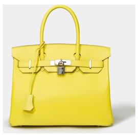 Hermès-Bolsa HERMES BIRKIN 30 em couro amarelo - 101563-Amarelo