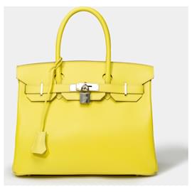 Hermès-HERMES BIRKIN BAG 30 in Yellow Leather - 101563-Yellow