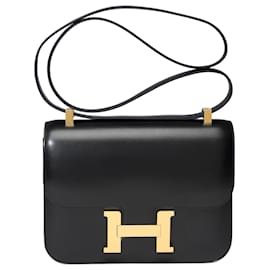 Hermès-Bolso HERMES Constance en cuero negro - 101564-Negro