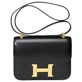 Hermès HERMES Constance Bag in Black Leather - 101564 Black