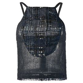 Chanel Blue Silk Blend Top with Fine Straps Blue
