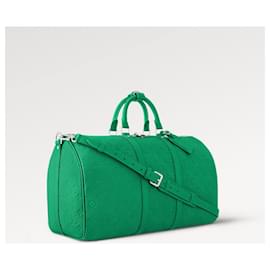 Louis Vuitton-LV Keepall 50 green leather-Green