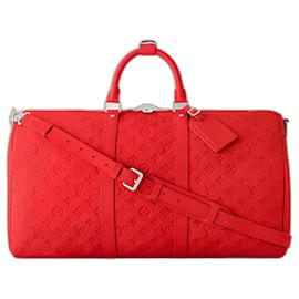 Louis Vuitton-LV Keepall 50 red leather-Red