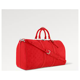 Louis Vuitton-LV Keepall 50 red leather-Red