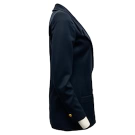 Chanel-Chanel vintage 1997 Navy Blue Wool lined Breasted Blazer with Gold Buttons-Navy blue
