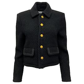 Céline-Veste Chasseur en laine noire Céline avec boutons dorés-Noir