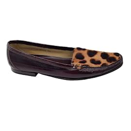 Dolce & Gabbana-Braune Loafer aus Kalbshaar und Lackleder mit Leopardenmuster von Dolce & Gabbana / Ballerinen-Braun