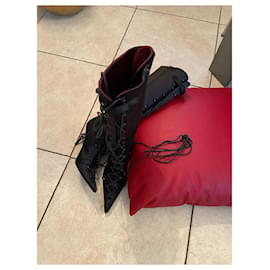 John Galliano-Boots-Black,Dark red