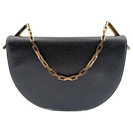 Fendi-Fendi two-tone leather handbag with chain-Black