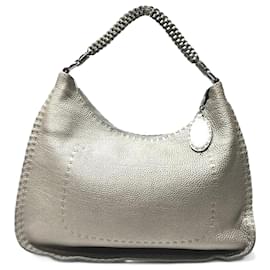 Fendi-Selleria Leather Handbag-Bronze