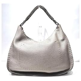 Fendi-Selleria Leather Handbag-Bronze
