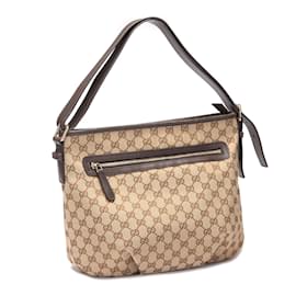 Gucci-GG Canvas Front Zip Shoulder Bag 388930-Brown
