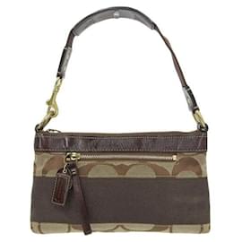 Coach-Esclusiva borsa a tracolla Demi in tela a righe 10120-Marrone