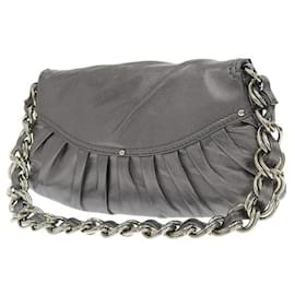 Versace-Leather Flower Chain Shoulder Bag-Grey