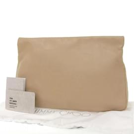 Jimmy Choo-Star Studded Leather Clutch-Brown