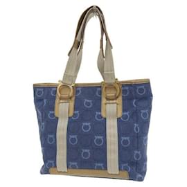 Salvatore Ferragamo-Sacola de lona Gancini AF-21 5373-Azul