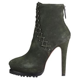 Alaïa Bottines en daim à plateforme et détails à lacets kaki - taille EU 38 Kaki