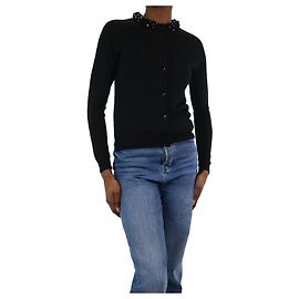 Simone Rocha Schwarzer Cardigan aus Wollmischung mit Perlen – Größe S Schwarz