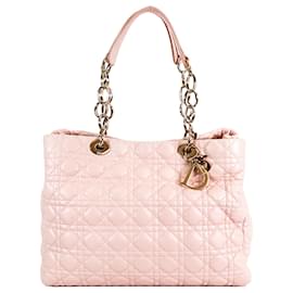 Dior-Dior Pink Medium Lambskin Cannage Lady Dior Soft Shopping Tote-Pink