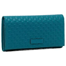 Gucci-Portefeuille à rabat continental Microguccissima bleu Gucci-Bleu,Turquoise