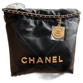 Chanel 22 Mini Black Calfskin Leather Handbag Black