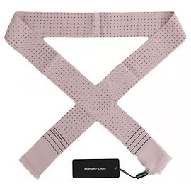 NOVO lenço de seda DOLCE & GABBANA rosa com bolinhas nunca usado 140cm x 25cm Rosa