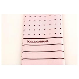 Dolce & Gabbana-NUOVA mai indossata DOLCE & GABBANA Sciarpa in seta rosa a pois 140cm x 25cm-Rosa