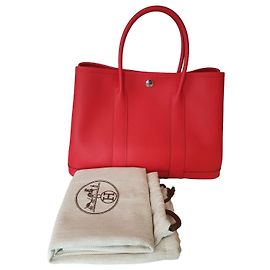 Bolsa Hermès Herbag 31 em couro e tecido vermelho Vermelho