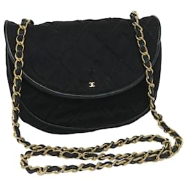 Chanel-CHANEL Matelasse Bolso de hombro con cadena Nylon Negro CC Auth bs9310-Negro