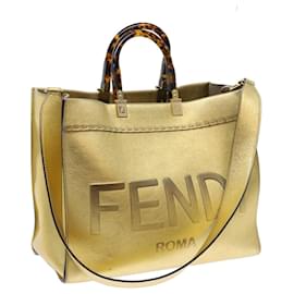 Fendi-FENDI Bolso de Hombro Cuero Oro Auth 57059-Dorado