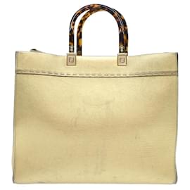 Fendi-FENDI Shoulder Bag Leather Gold Auth 57059-Golden
