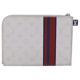Louis Vuitton-LOUIS VUITTON Monogramm Weiße Pochette Jules PM Clutch Bag M61745 LV Auth 57140-Weiß