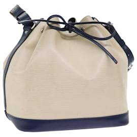 Louis Vuitton-LOUIS VUITTON Epi Petit Noe Sac Bandoulière Bicolore Blanc Marine M40881 Auth LV 57735-Blanc,Bleu Marine