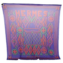 Hermès HERMES CARRE 90 KELLY EN PERLES Sciarpa Seta Viola Auth 57822 Porpora