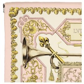 Hermès-HERMES CARRE 90 LVDOVICVS MAGNVS Scarf Silk Pink Auth yb392-Pink