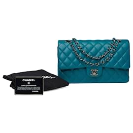 Chanel-Sac Chanel Timeless/Classic in Blue Leather - 101552-Blue
