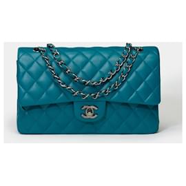 Chanel-Sac CHANEL Timeless/Classique en Cuir Bleu - 101552-Bleu