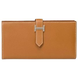 Hermès Acessório HERMES Bearn em couro dourado - 101557 Dourado