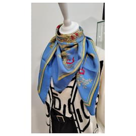 Hermès-Bufandas de seda-Azul claro