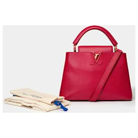 Louis Vuitton-Bolsa LOUIS VUITTON Capucines em couro vermelho - 101547-Vermelho